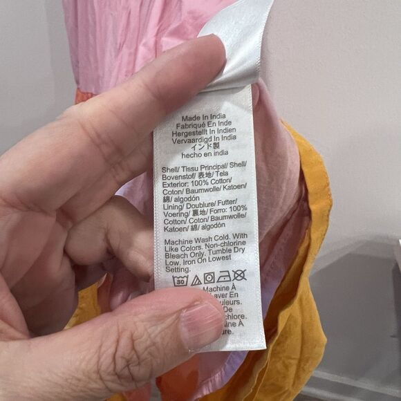 J.Crew Reimagined Tiered Color Block Pink Orange Midi Dress With Pockets Size 12 - Picture 7 of 11